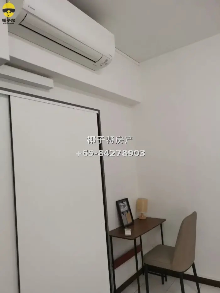 Novena apartment common room with floor-to-ceiling windows, 3