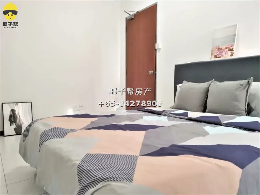 Novena apartment common room with floor-to-ceiling windows, 1