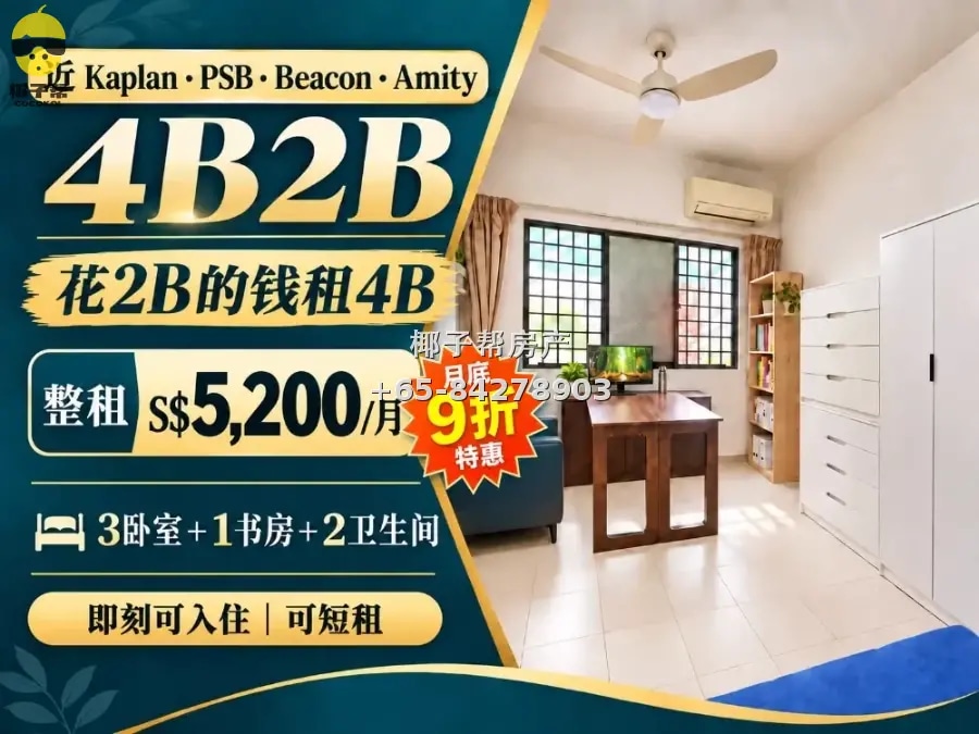 Novena MRT 2 mins, 3 bedrooms + study, entire apartment, mov 1