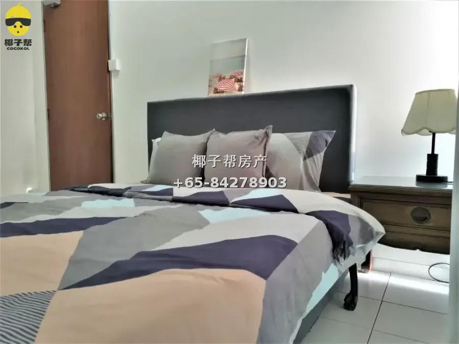 Novena apartment common room with floor-to-ceiling windows, 2